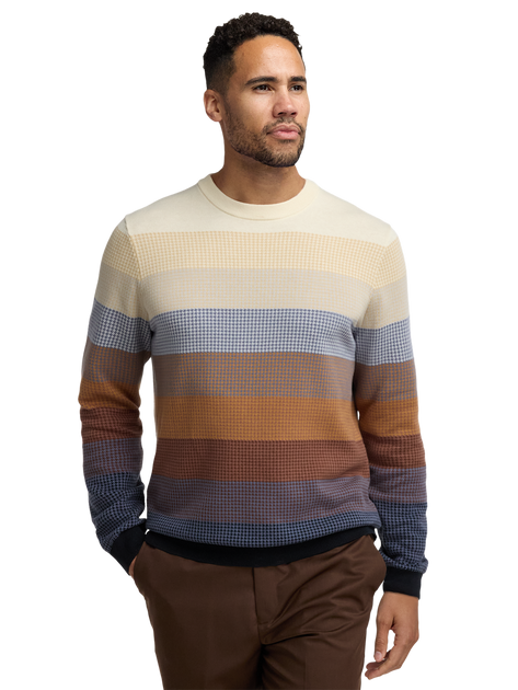 Paul Fredrick Cotton Crewneck Sweater Yellow Large Tall 3