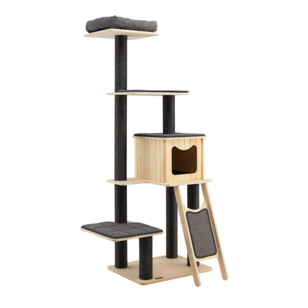 Hivvago 5-Tier Wood Cat Tower Grey Medium 2