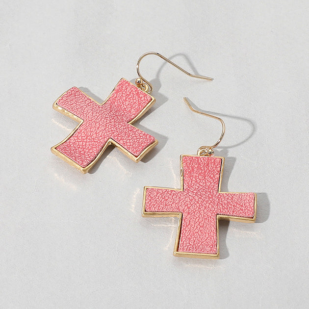 FASHNZFAB Cross Dangle Earrings Gold 4