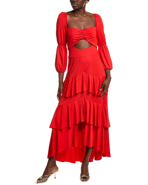 Pascale La Mode Cutout Tiered Midi Dress Red XSmall 2