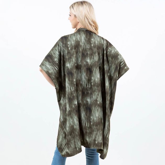 TRUEDAMES Ombre Tie-dye Kimono Wrap Poncho Gold One Size 4