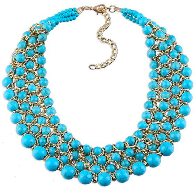 Liv Oliver Turquoise Statement Necklace Blue 3