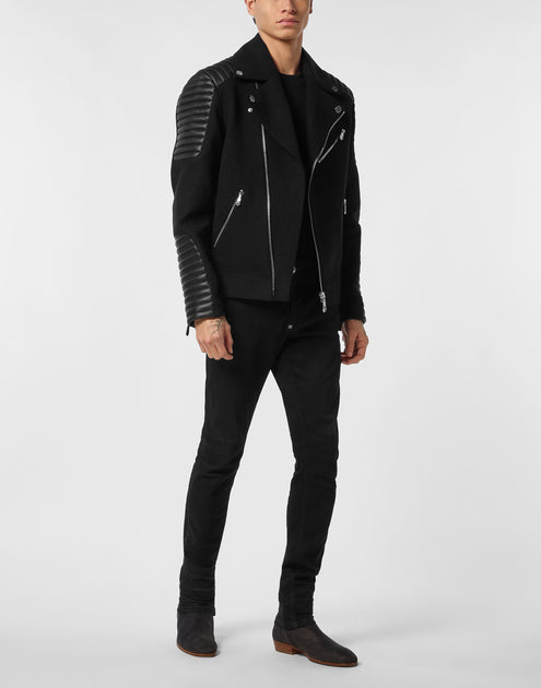 Philipp Plein Wool Biker Jacket Black XXL 3