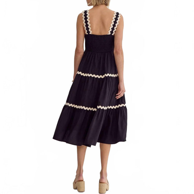 entro Square Neck Sleeveless Midi Dress Multi Large 3