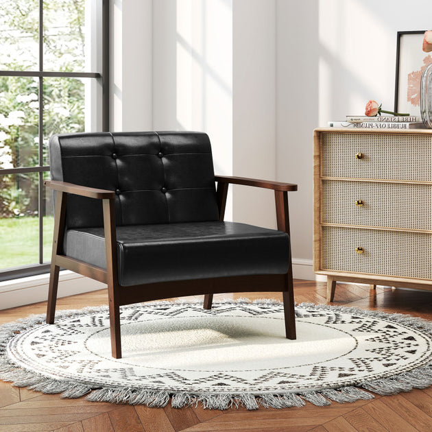 Hivvago Accent Chair Beige/Black/Walnut 5