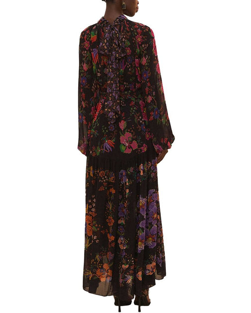 farm rio flower scarves maxi dress FARM Rio Floral Scarves Black High Neck Maxi Dress