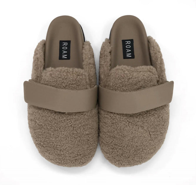 ROAM Fuzzy Loafer Mule Beige US 7 5