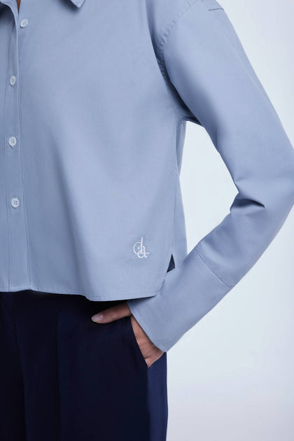 Dāl the Label Cropped Button Down Shirt Blau US 8 4