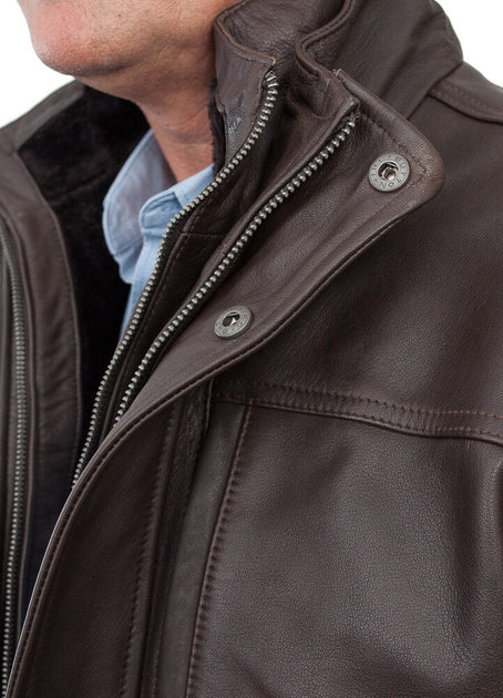 Infinity Mens Warm Mid-Length Leather Biker Jacket Black XXXLarge 3