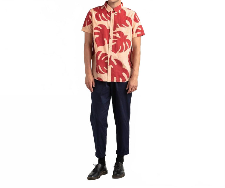 Banks Journal Fronds Woven Shirt Red Medium 2