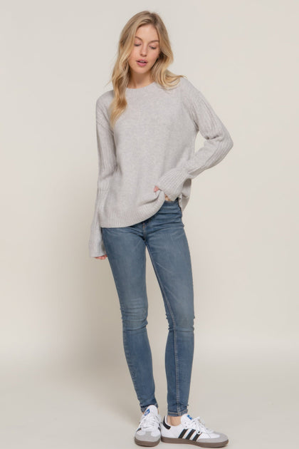 TRUEDAMES Mock Neck Sweater Grey Large 3