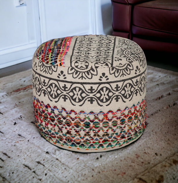 Hivvago 18" Multicolored Cotton Blend Ottoman 4