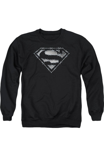 Gildan Superman Barbed Wire Crewneck Sweatshirt Black Medium 2