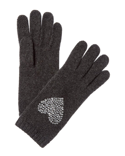 Portolano Crystal Stones Heart Kaschmir Tech-Handschuhe Schwarz Einheitsgröße 3