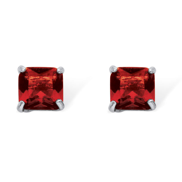 Palm .925 Sterling Silver Stud Birthstone Earrings Purple 2