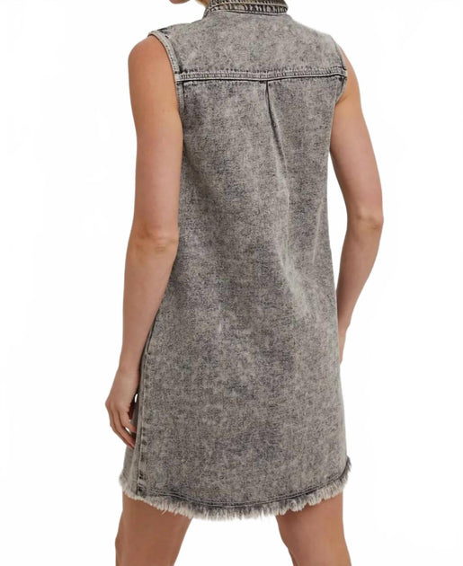 BluIvy Rustic Denim Mini Dress Grey Small 4