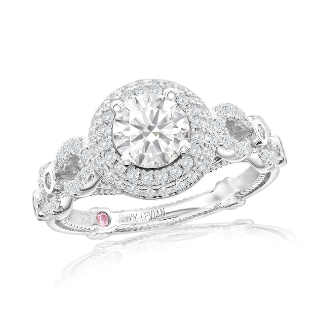 Suzy Levian Halo Engagement Ring Silver US 8 2