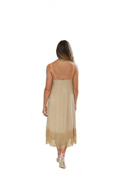 Pietronilla Kleid mit Fransensaum Beige Medium 3
