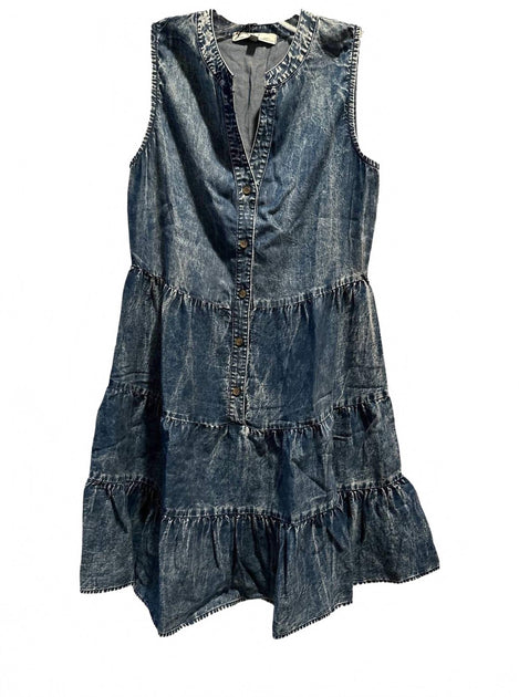Red Haute Mini Tiered Denim Dress Blue XSmall 2