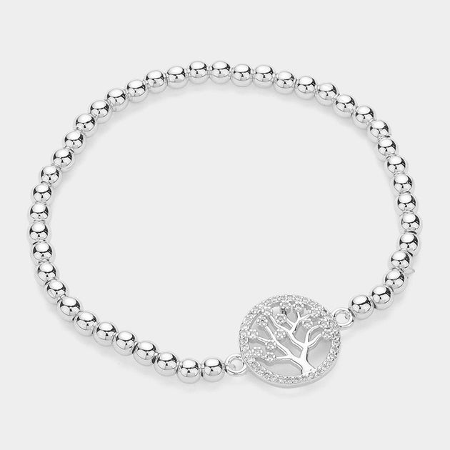 FASHNZFAB Tree of Life Stretch Bracelet Silver One Size 3
