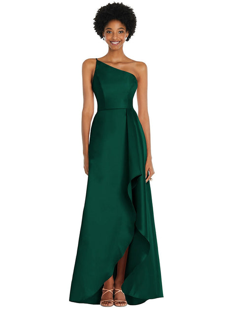 Alfred Sung One-Shoulder Satin Gown Black US 0 4