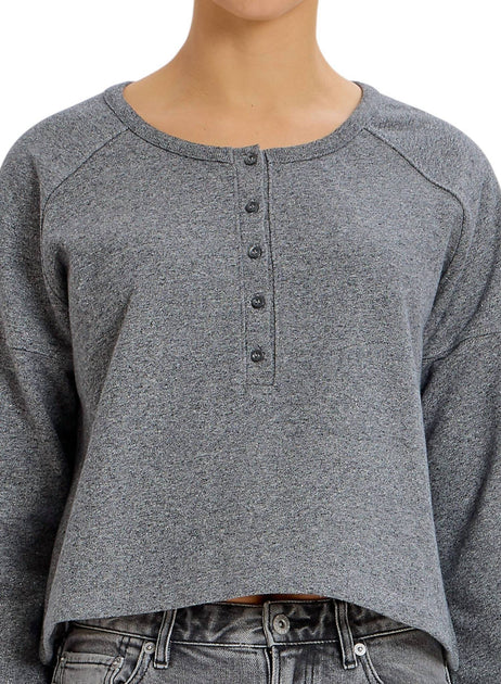 SOMETHING NAVY Henley Sweatshirt 3
