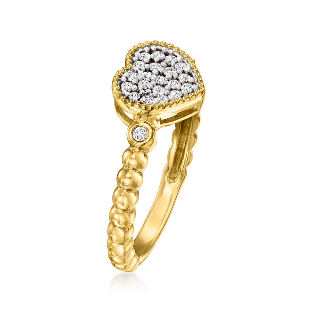 Ross-Simons Diamond Heart Beaded Ring Silver US 8 4