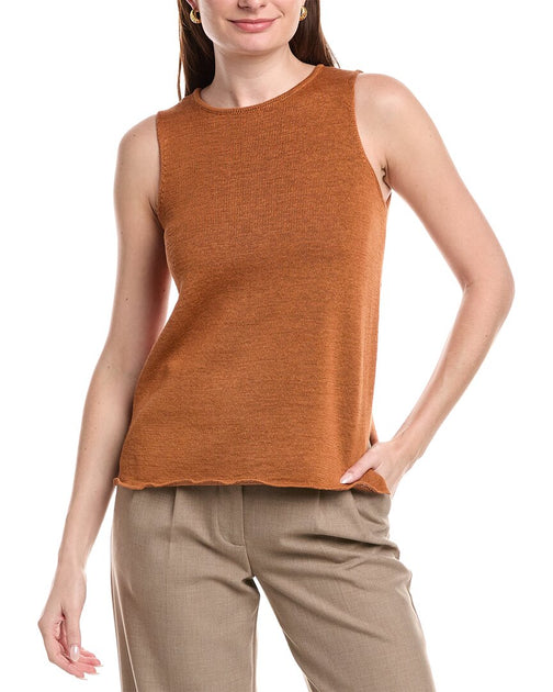 Lafayette 148 New York Double Knit Tank Brown Medium 2
