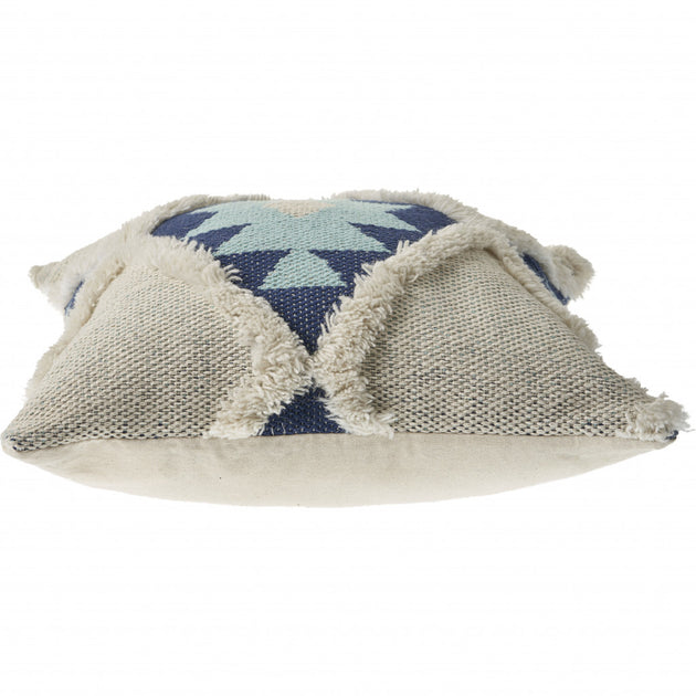 Hivvago Square Decorative Pillow Blue/Cream 51x51 cm 3