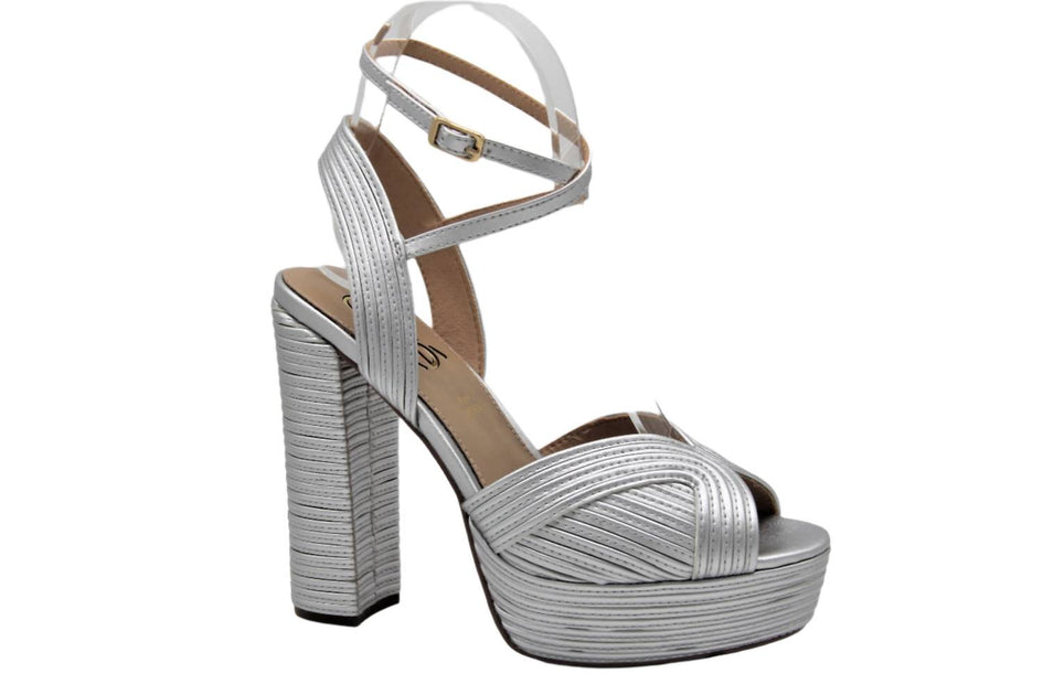 Exe Ophelia Platform Heeled Sandals Silver EU 39 2