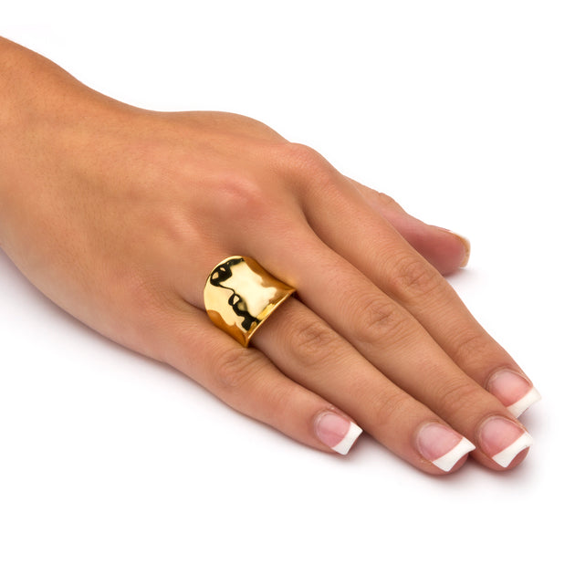 Palm Bague Cigare Concave Plaqué Or Jaune Taille 7 4