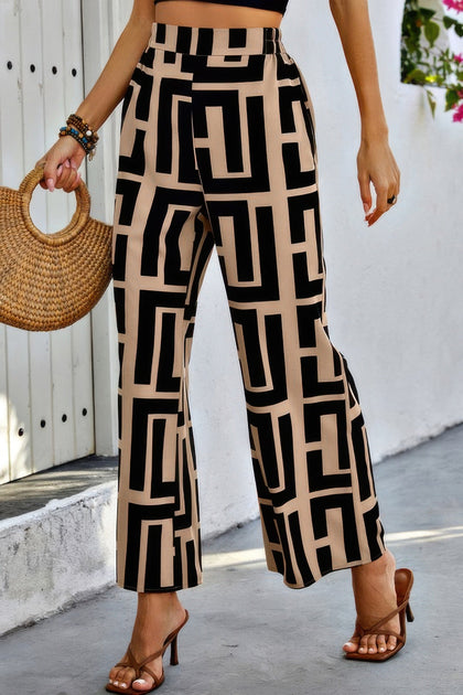 TRUEDAMES Wide Leg Pants Brown Medium 4
