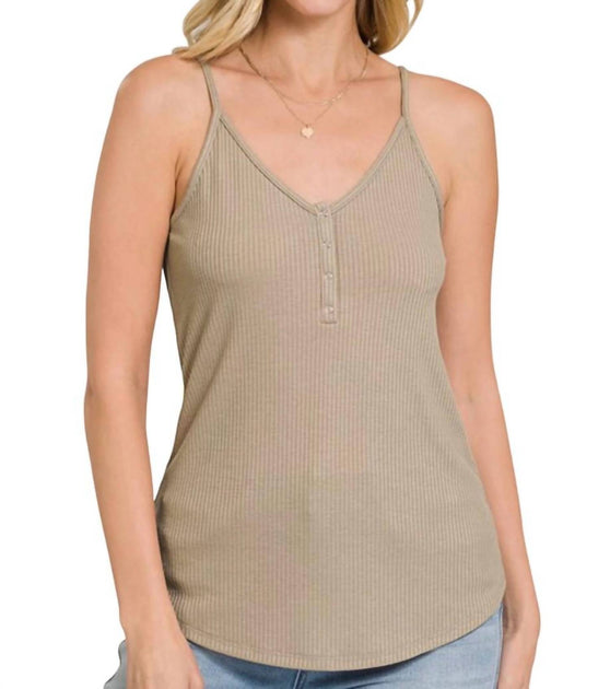 ZENANA All Day Ribbed Cami Beige Small 2