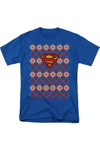 Gildan Superman Christmas Sweater T-Shirt Blue Medium 2