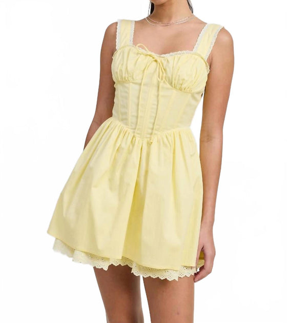 Emory Park Lacey Mini Dress Yellow Medium 2