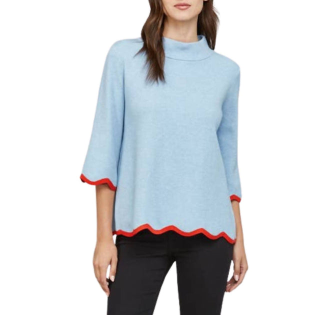 FATE Pullover mit Zackenrand Blau Small 2