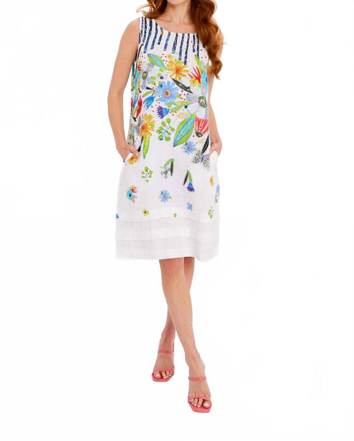 DOLCEZZA Floral Woven Dress White Small 2