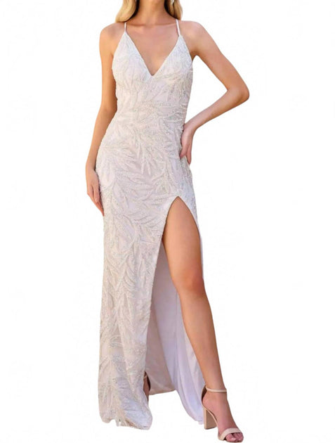 Primavera V-Neck Backless Prom Dress Purple US 0 2