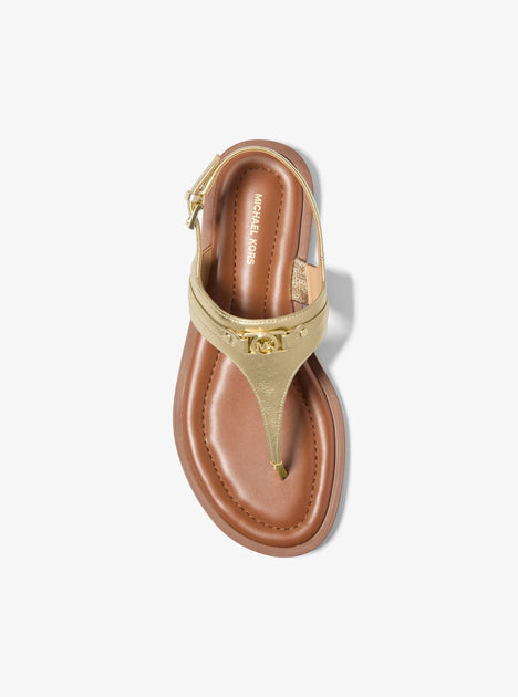 Michael Kors Mandy T-Strap Sandal Gold US 5.5 4
