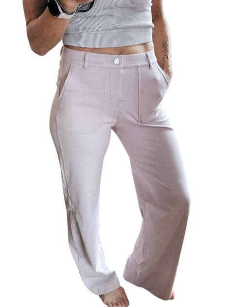 RAE MODE Triple Stretch Cotton Twill Wide Leg Trousers Purple Medium 2