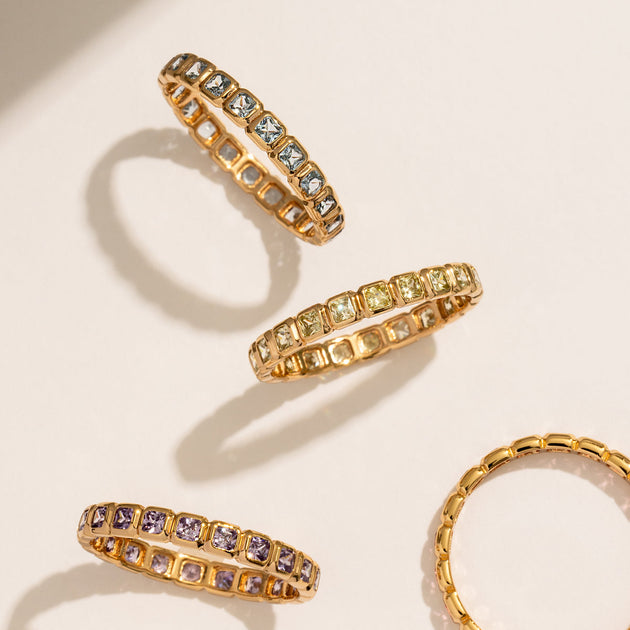 Made By Mary August Birthstone Eternity Ring Green US 10 4