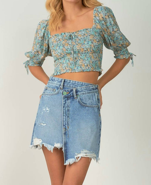 ELAN Short Sleeve Top Multi Medium 2