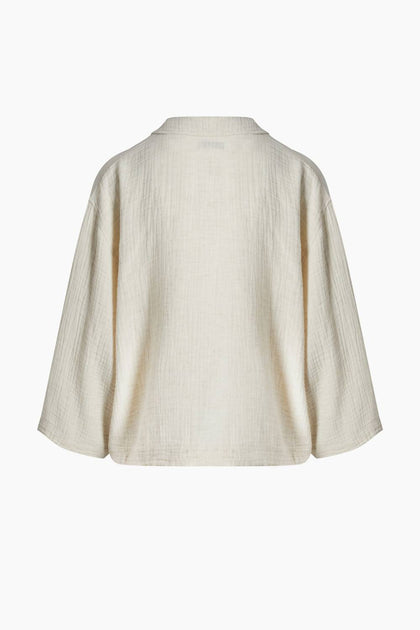 iKiKIZ Crinkle Hemd mit Kragen Beige Einheitsgröße 4