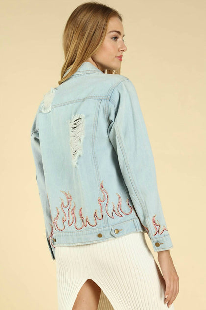 Honey Punch Some Like It Hot Veste Distressée Bleu Large 4