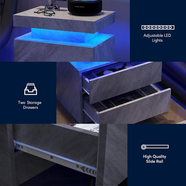 Streamdale LED Nightstand Deep Gray 4
