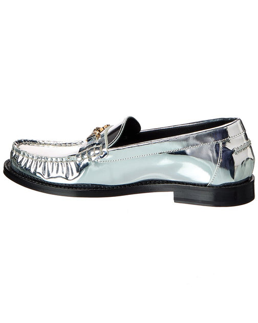 Versace Medusa Leather Loafer Silver EU 39 3