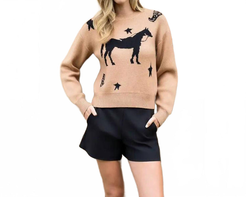 THML Starry Stallion Knit Sweater Pink Large 2