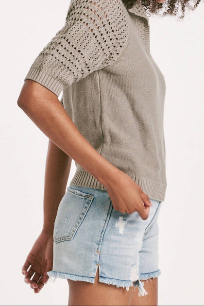 Another Love Verona Henley Crochet Top Beige XS 3