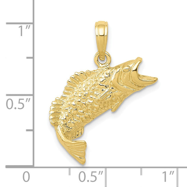 Diamond2Deal Bass Fish Pendant Yellow Gold 4