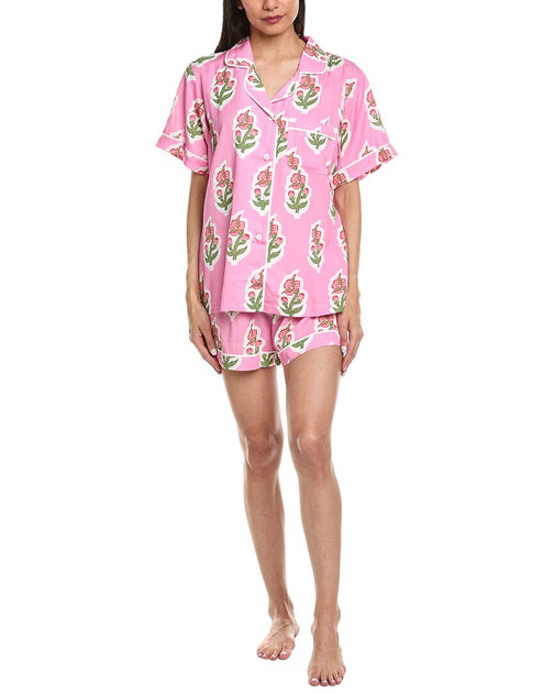 Katie Kime Floret Pajama Short Set Pink Medium 2